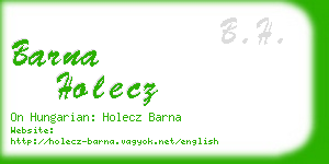 barna holecz business card